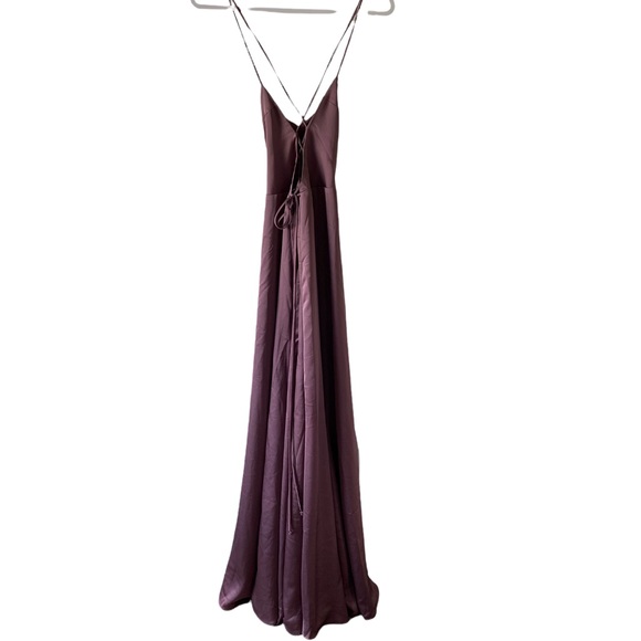 Show Me Your Mumu Godshaw Goddess Gown in Dusty Plum Luxe Satin - Picture 3 of 7